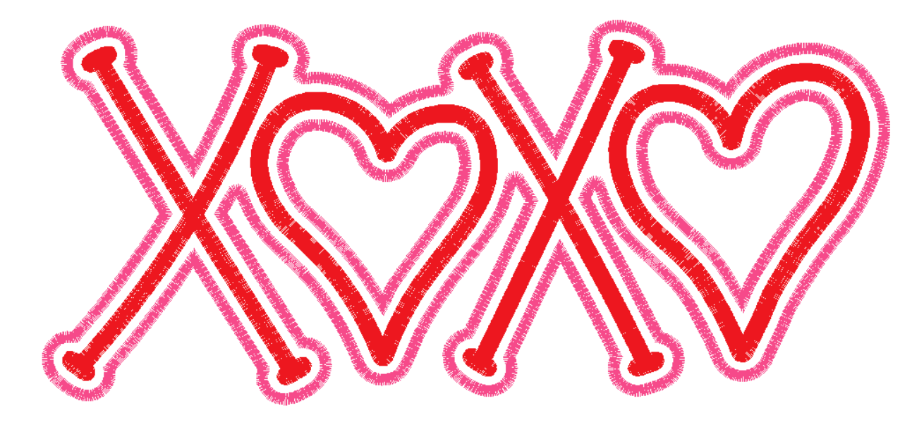 3D Puff XOXO Hearts