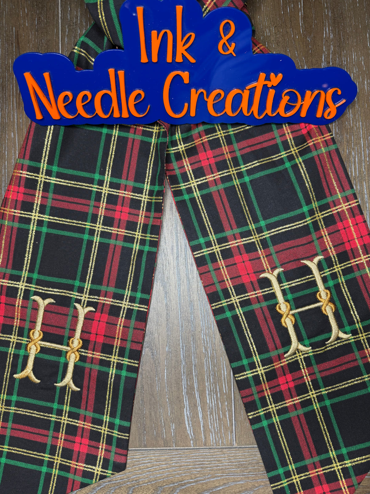 Christmas Plaid Wreath Sash