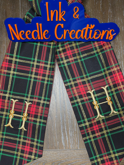 Christmas Plaid Wreath Sash