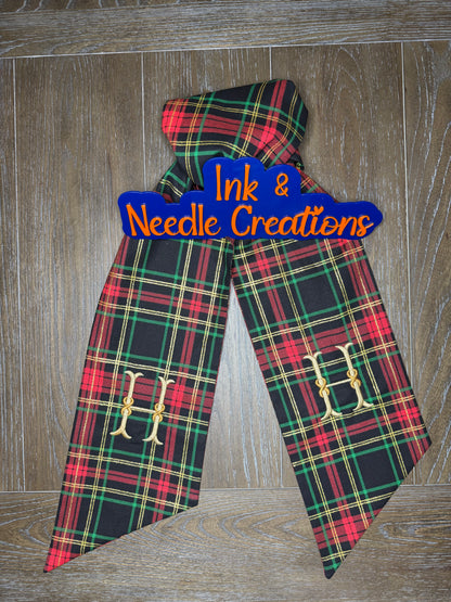 Christmas Plaid Wreath Sash